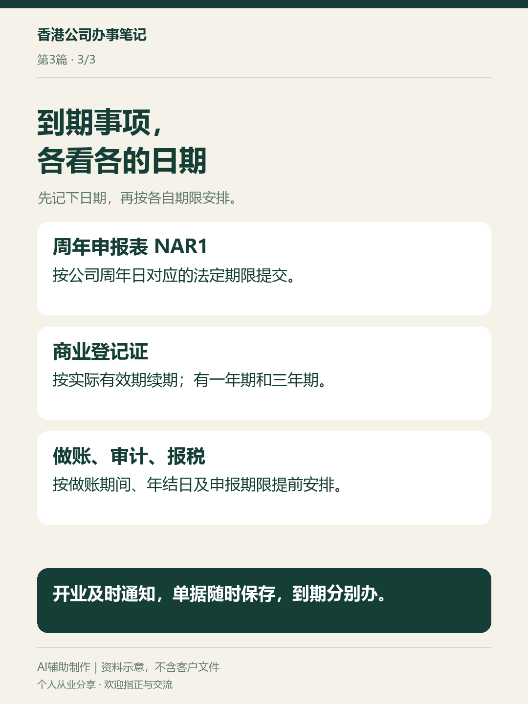 香港公司成立后，这几件事怎样按时安排：资料卡3